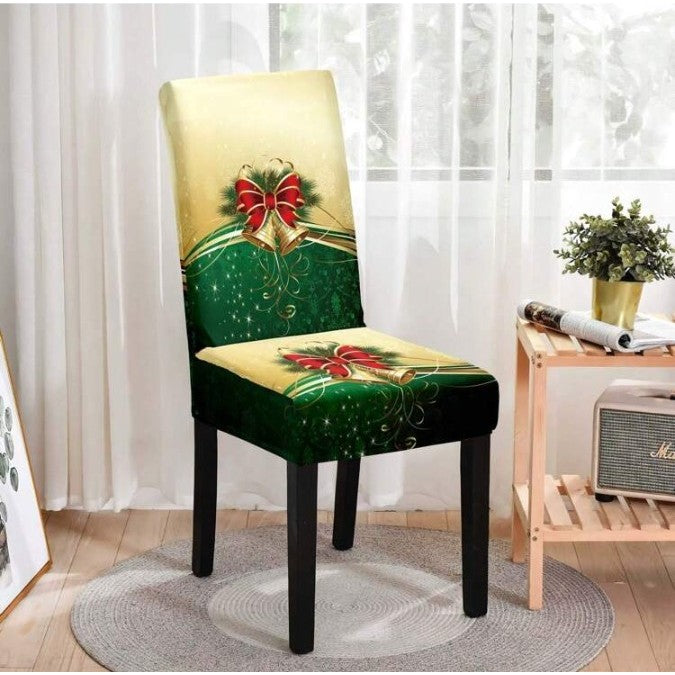 Husa pentru Scaun, Flippy, Tematica Craciun, Model 1 Clopotei, Verde/Auriu - vivimall.ro