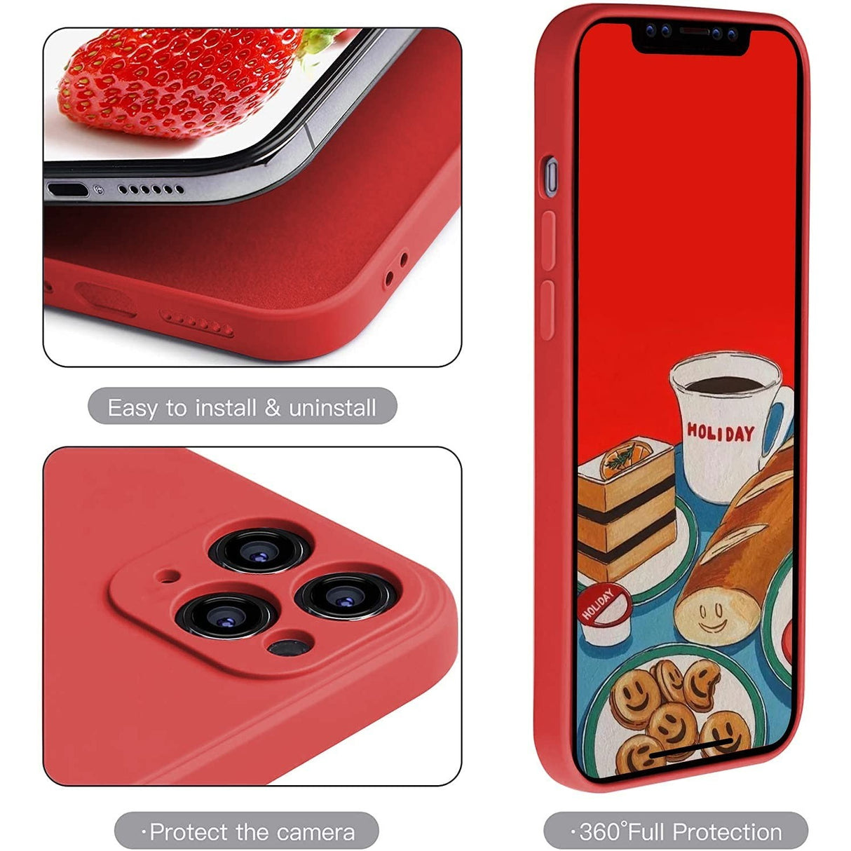 Husa protectie compatibila cu Apple iPhone 11 Pro Liquid Silicone Case Rosu - vivimall.ro