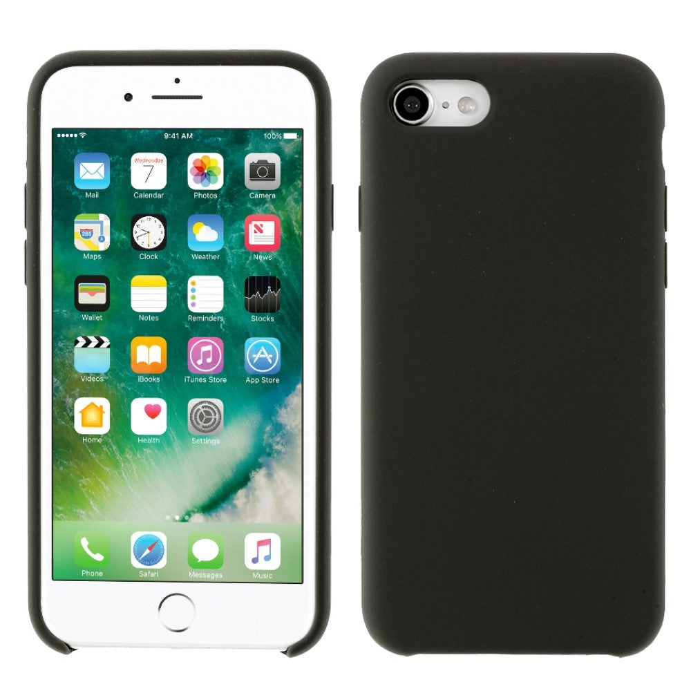 Husa protectie compatibila cu Apple iPhone 7/8/SE 2020 Liquid Silicone Case Negru - vivimall.ro