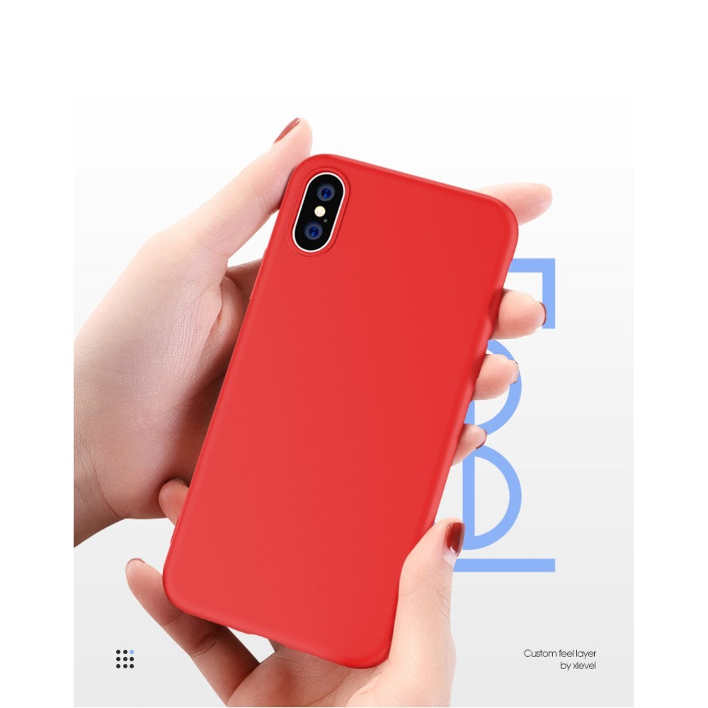 Husa protectie compatibila cu Apple iPhone X/XS Liquid Silicone Case Rosu - vivimall.ro