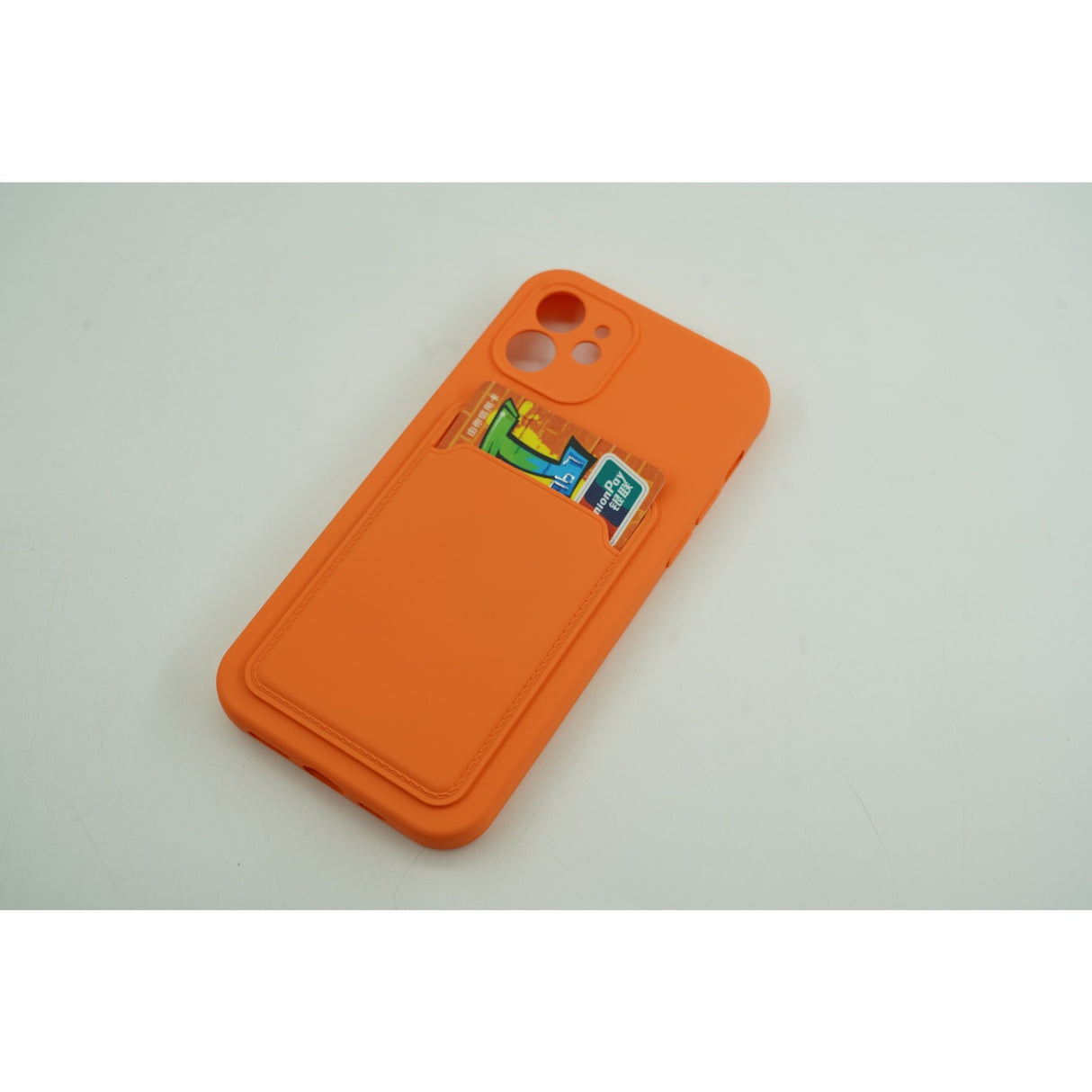 Husa protectie cu suport card compatibila cu Samsung A12 Portocaliu - vivimall.ro