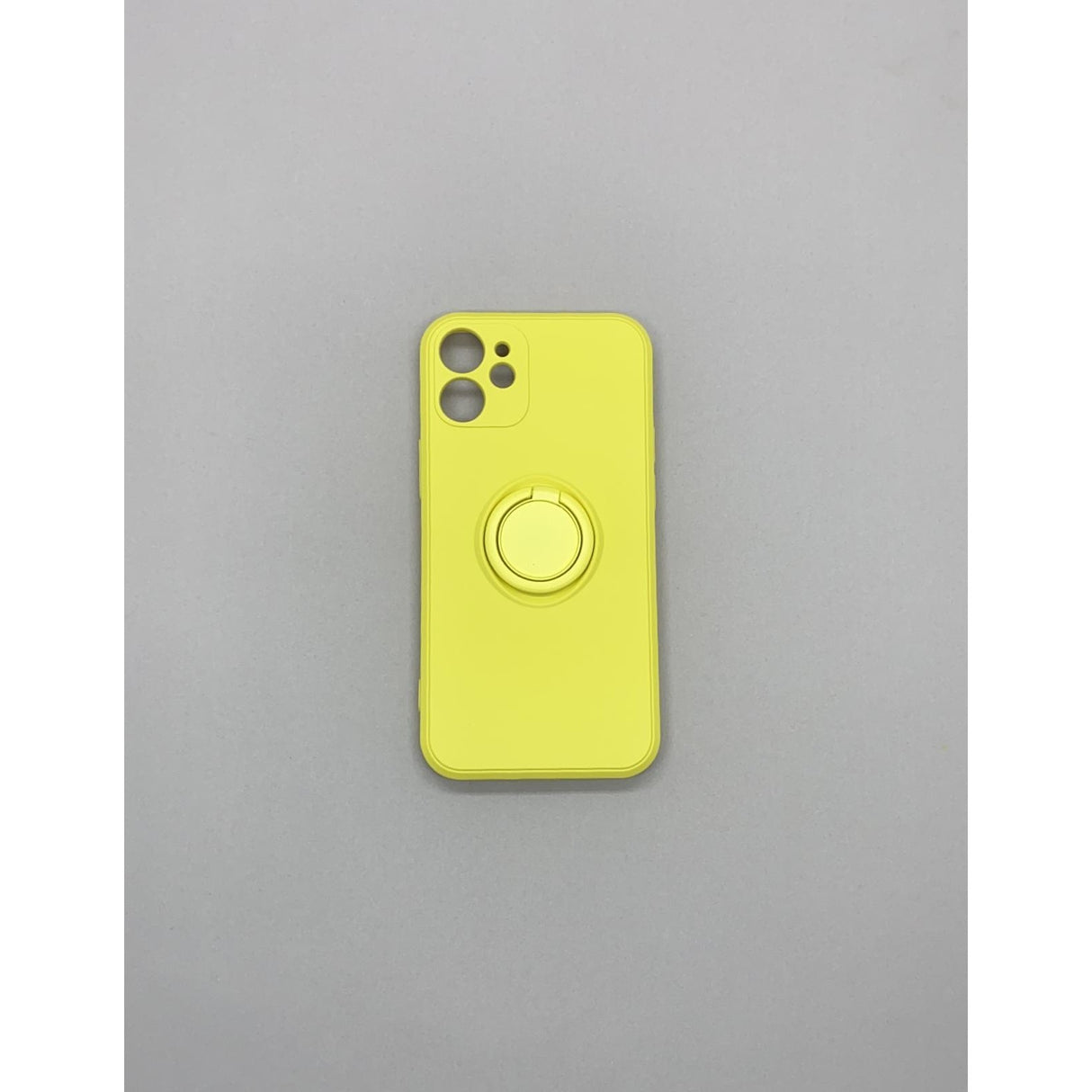 Husa protectie Flippy compatibila cu Apple iPhone 12 Liquid Silicone Ring cu suport rotativ Galben - vivimall.ro