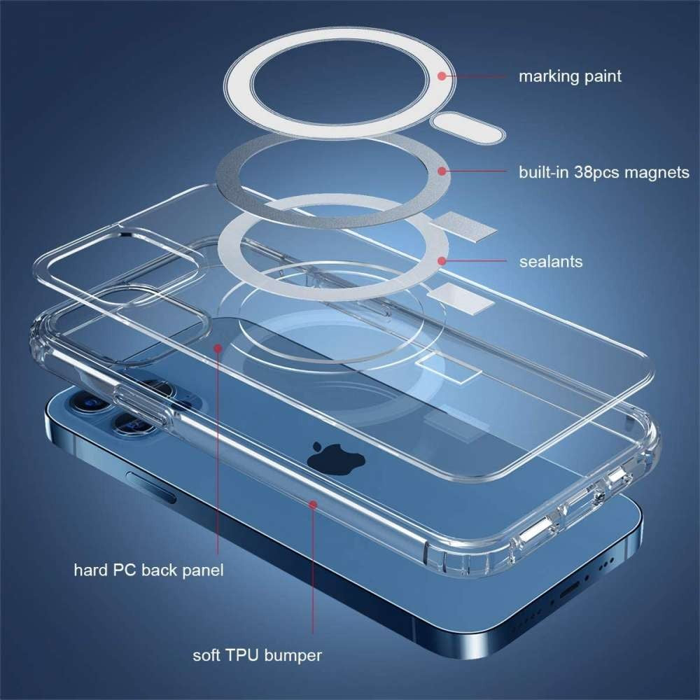 Husa protectie Flippy compatibila cu Apple iPhone 12 Mini Mag Safe Silicone Transparent - vivimall.ro