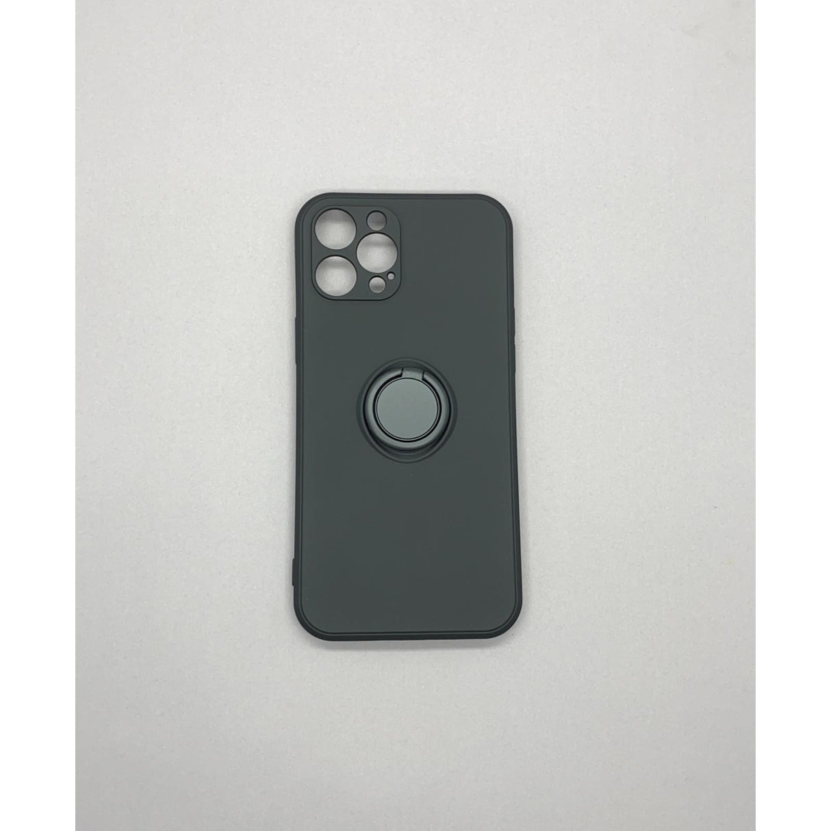 Husa protectie Flippy compatibila cu Apple iPhone 12 Pro Max Liquid Silicone Ring cu suport rotativ Negru - vivimall.ro