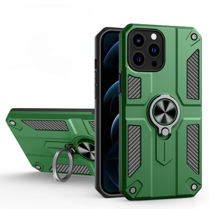 Husa protectie Flippy compatibila cu Apple iPhone 13 Defender Model 5 cu suport prindere inel,Verde - vivimall.ro
