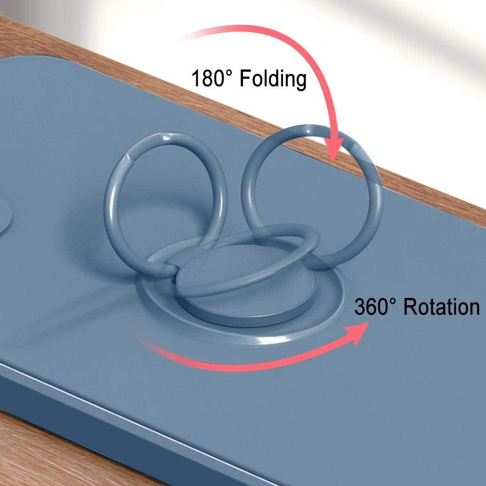 Husa protectie Flippy compatibila cu Huawei P40 Lite E Liquid Silicone Ring cu suport rotativ Albastru deschis - vivimall.ro