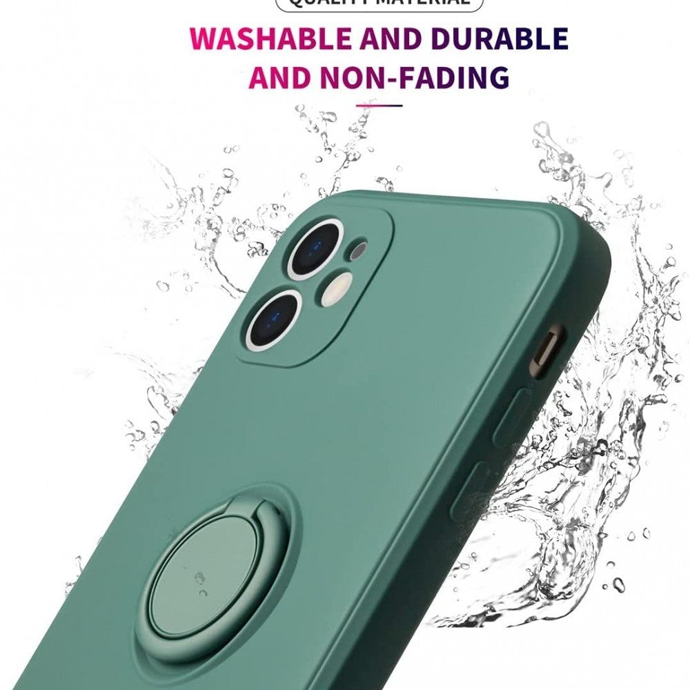 Husa protectie Flippy compatibila cu Samsung A32 4G Liquid Silicone Ring cu suport rotativ Verde - vivimall.ro