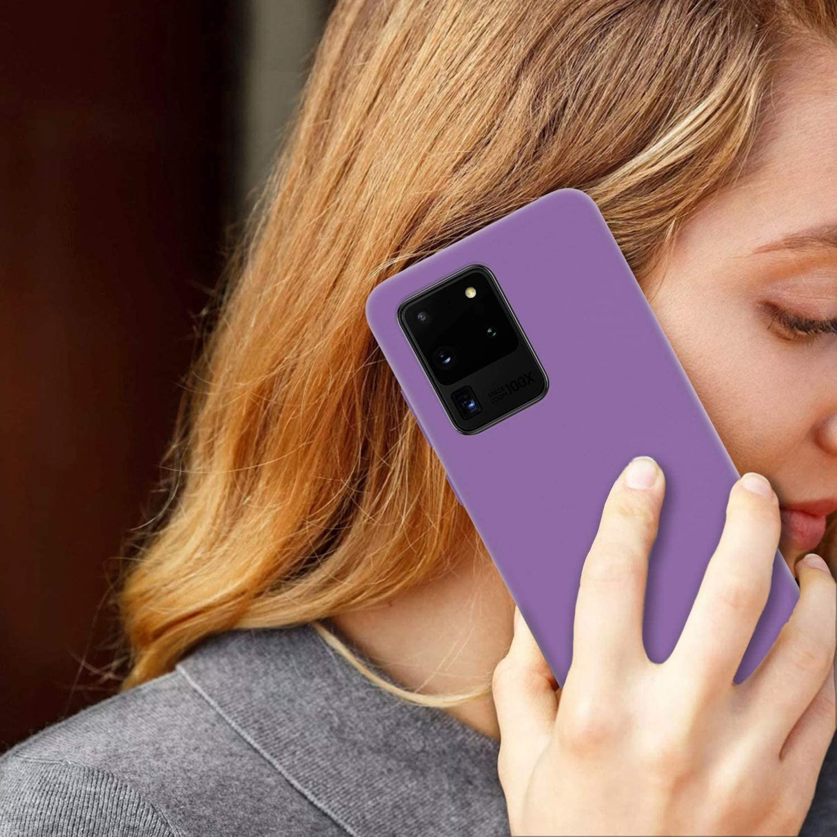 Husa protectie Flippy compatibila cu Samsung S20 Ultra Liquid Silicone Case Mov - vivimall.ro