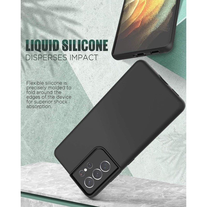 Husa protectie Flippy compatibila cu Samsung S21 5G Liquid Silicone Case Negru - vivimall.ro