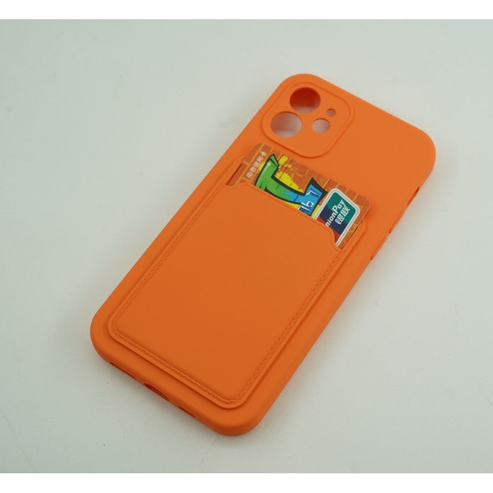 Husa protectie Flippy cu suport card compatibila cu Apple iPhone 12 Pro Max Portocaliu - vivimall.ro