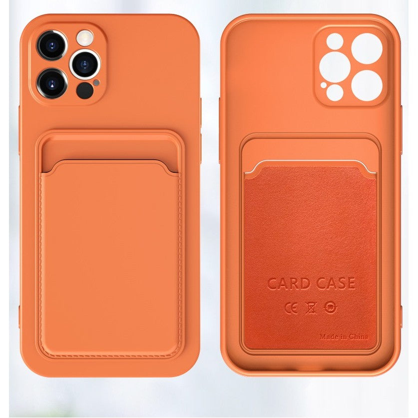 Husa protectie Flippy cu suport card compatibila cu Apple iPhone 12 Pro Portocaliu - vivimall.ro