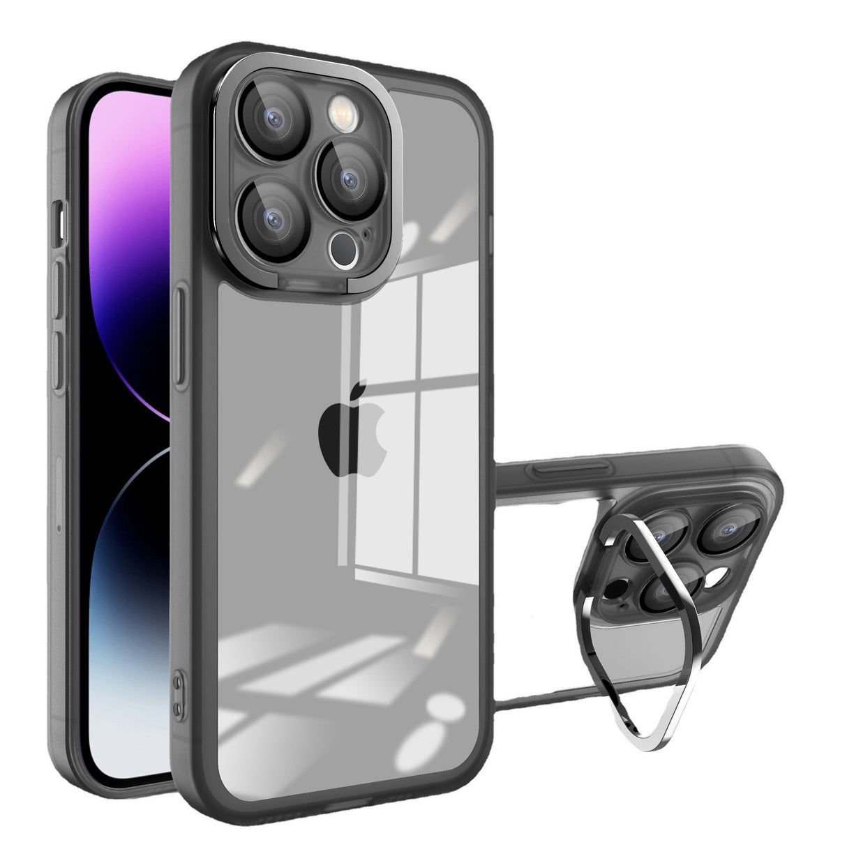 Husa protectie Flippy pentru Apple iPhone 11 Electroplated cu suport pentru camera, 1.5 mm grosime, protectie camera, Negru - vivimall.ro