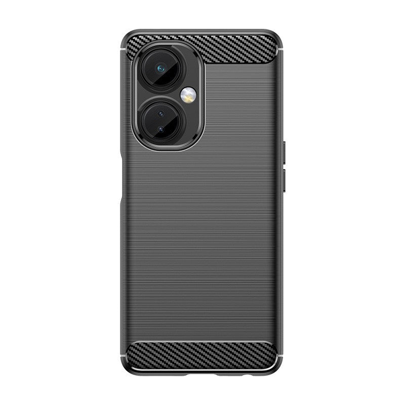 Husă silicon TPU neagră pentru OnePlus Nord CE2 Lite 5G, textură periată, vedere frontală