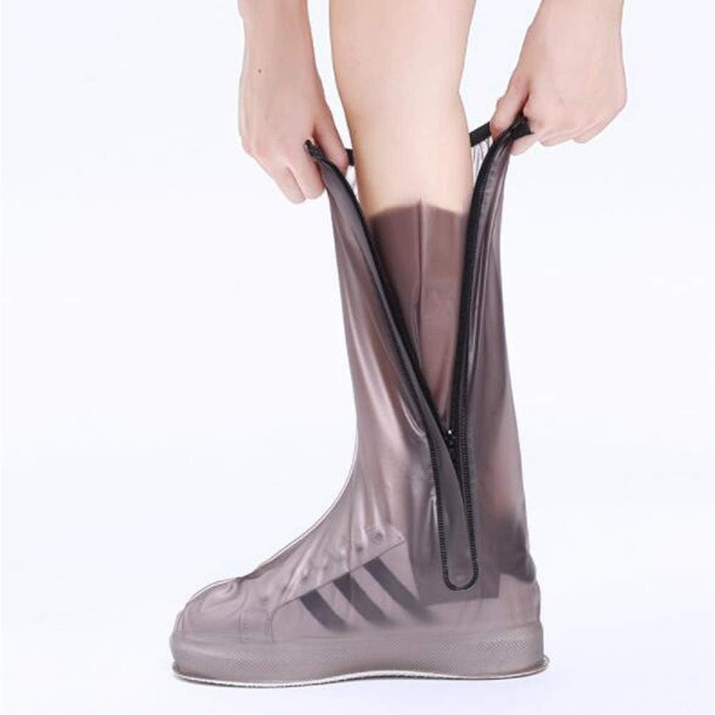 Protectie Incaltaminte pentru Ploaie si Noroi, Flippy, Impermeabila, Talpa Antiderapanta, cu Fermoar si Capsa, Inaltime 40 cm, Marime M 36-37, Maro - vivimall.ro