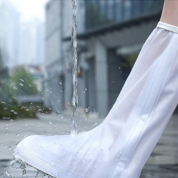 Protectie Incaltaminte pentru Ploaie si Noroi, Flippy, Impermeabila, Talpa Antiderapanta, cu Fermoar si Capsa, Inaltime 40 cm, Marime S 34-35, Alb - vivimall.ro