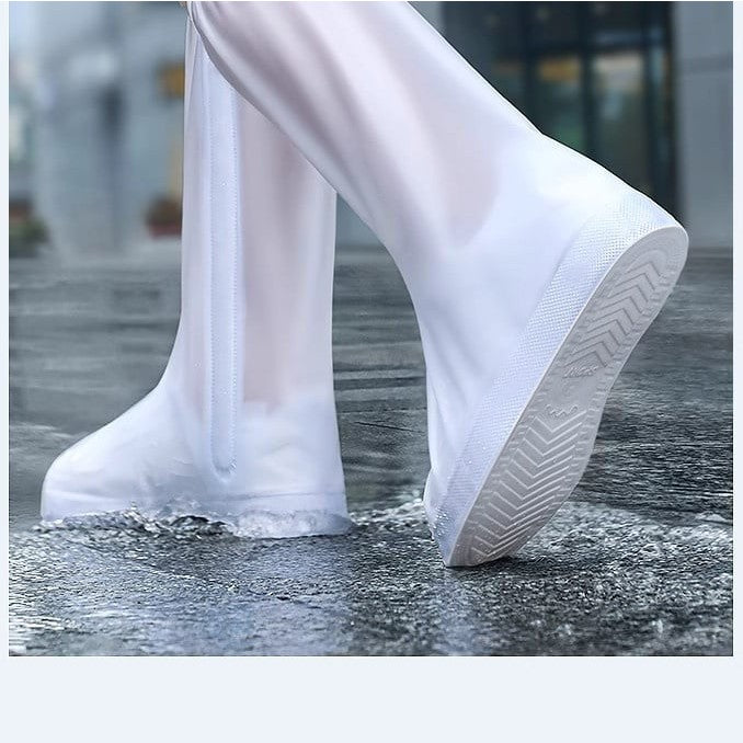 Protectie Incaltaminte pentru Ploaie si Noroi, Flippy, Impermeabila, Talpa Antiderapanta, cu Fermoar si Capsa, Inaltime 40 cm, Marime XL 40-41, Alb - vivimall.ro