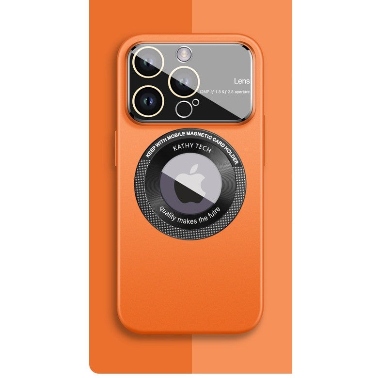 Husa protectie MagSafe Kathy Tech, Flippy, pentru Apple iPhone 14, Dublu Cerc, Portocaliu - vivimall.ro