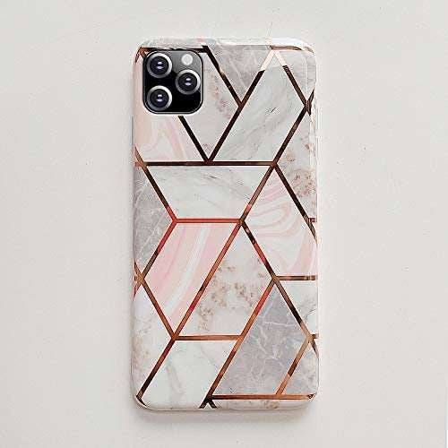 Husa protectie pentru Apple iPhone 11 Pro Soft IMD TPU Marble Geometric Alb - vivimall.ro