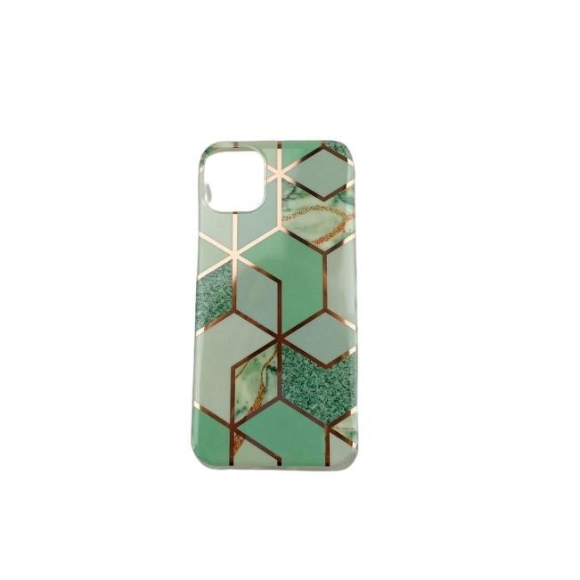 Husa protectie pentru Apple iPhone 11 Pro Soft IMD TPU Marble Geometric Verde - vivimall.ro