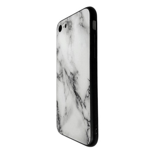 Detaliu decupaje husă iPhone 8 silicon TPU Marble — port Lightning și difuzor accesibile