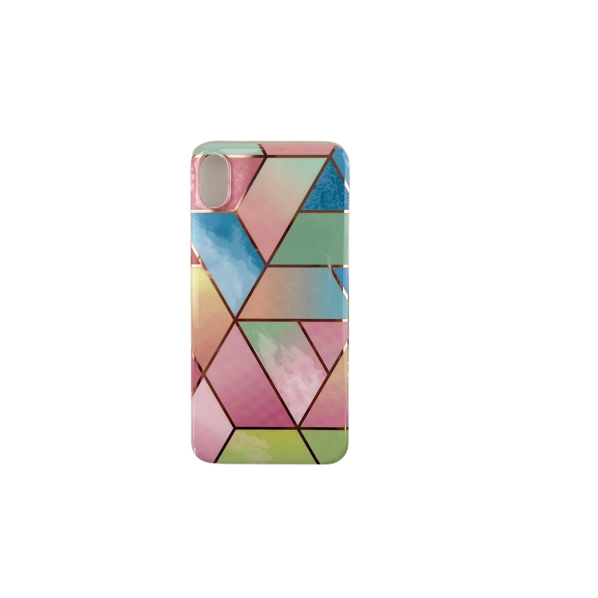 Husa protectie pentru Apple iPhone X/XS Soft IMD TPU Marble Geometric Roz - vivimall.ro