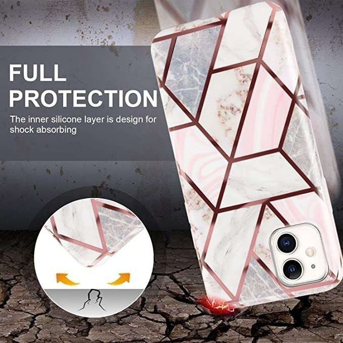 Husa protectie pentru Huawei P Smart Z Soft IMD TPU Marble Geometric Alb - vivimall.ro