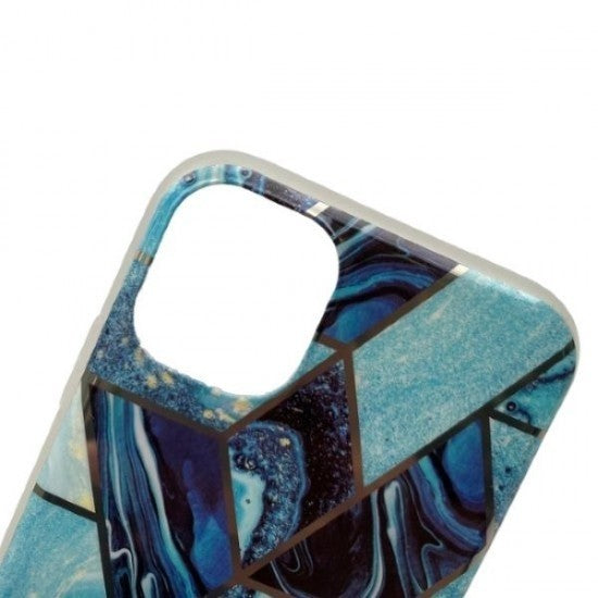 Husa protectie pentru Samsung S10 Plus Soft IMD TPU Marble Geometric Albastru - vivimall.ro