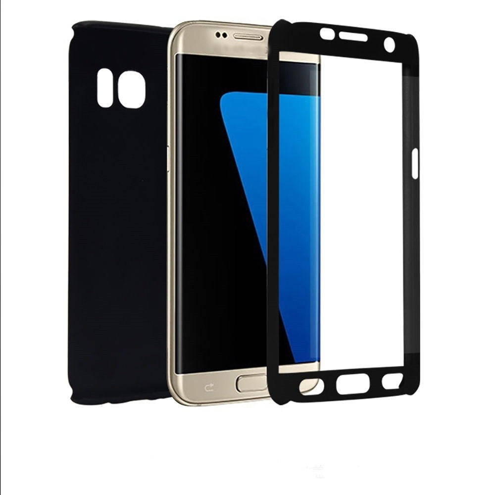 Husa Samsung Galaxy A7 2017 Full Cover 360 Negru + Folie de protectie - vivimall.ro