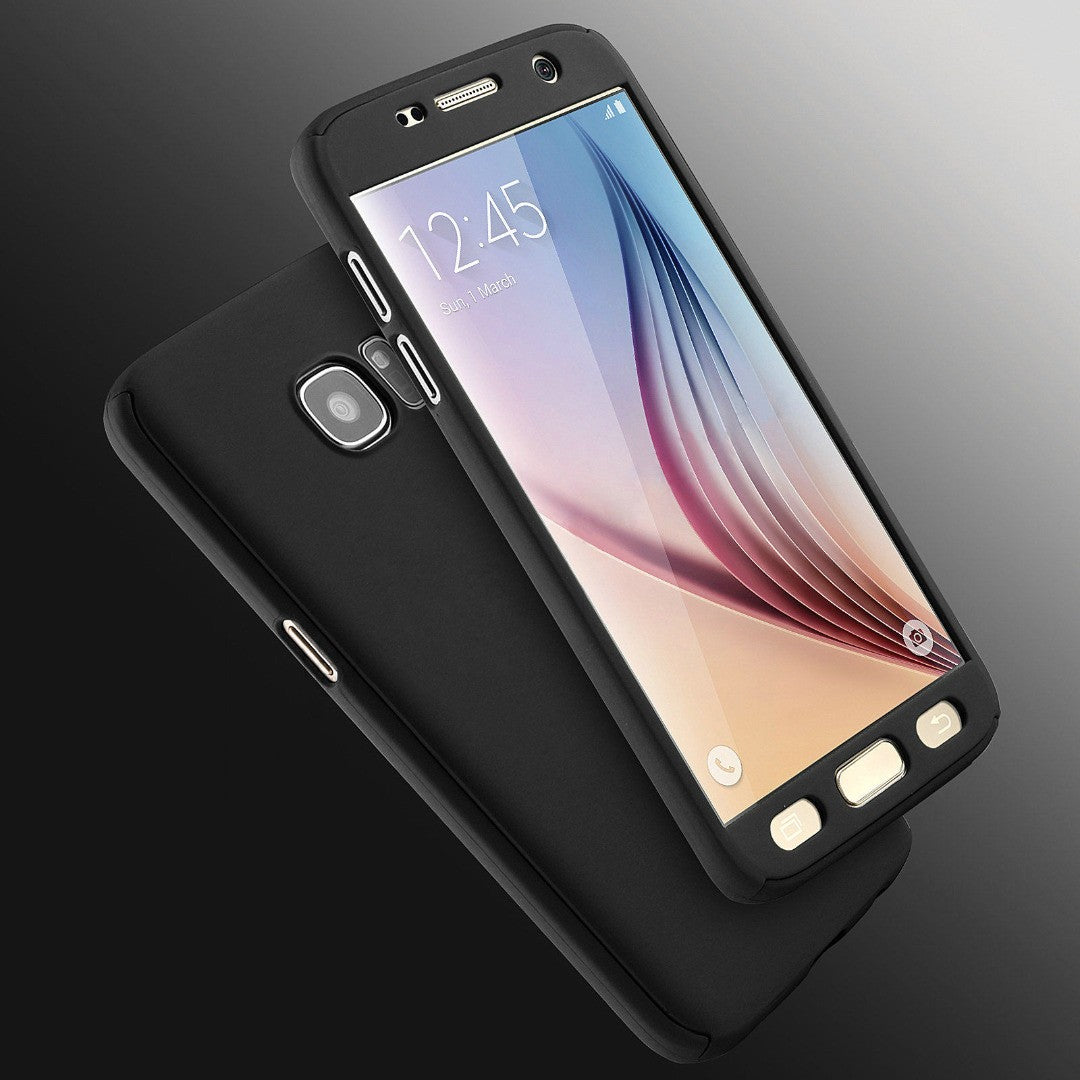 Husa Samsung Galaxy A7 2017 Full Cover 360 Negru + Folie de protectie - vivimall.ro