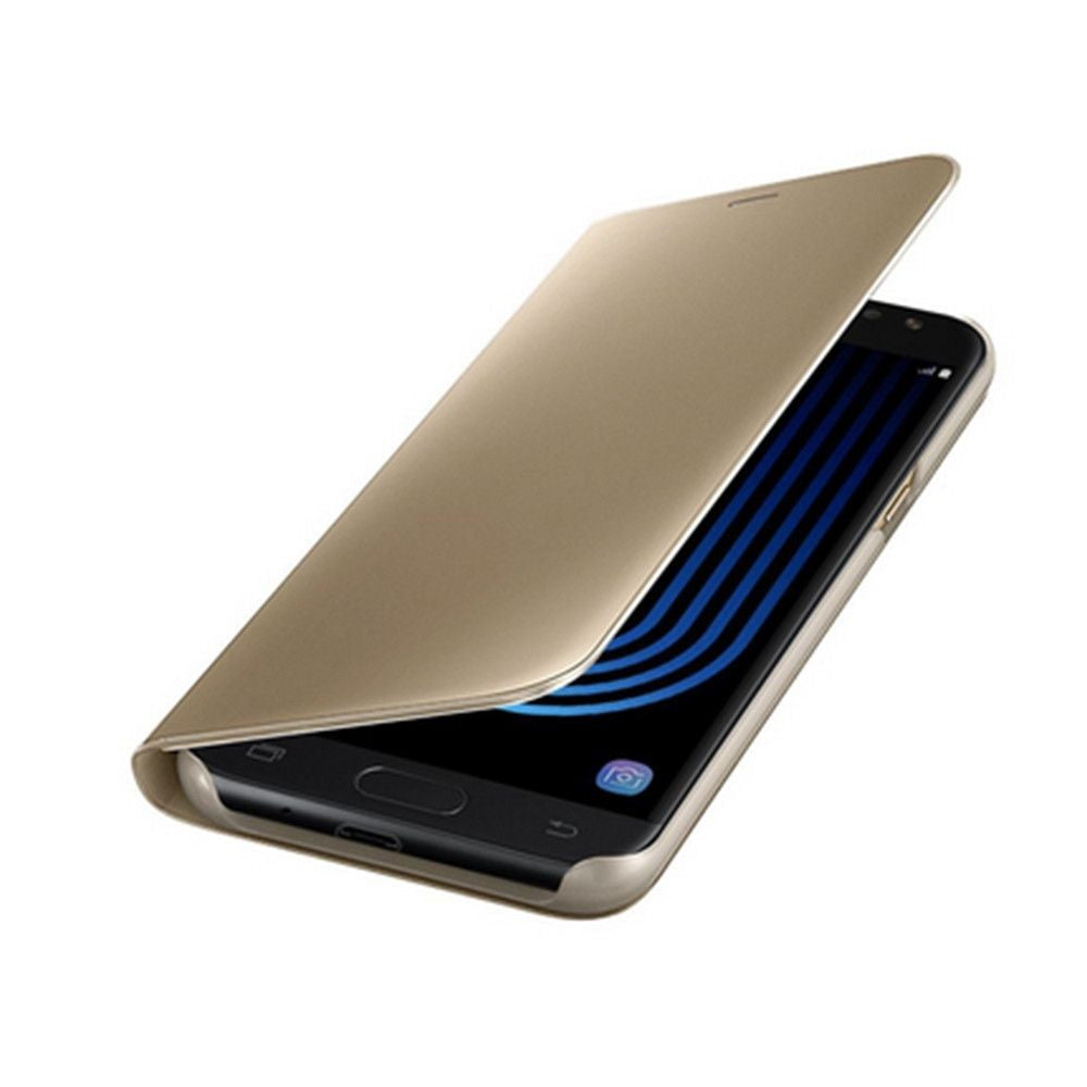 Husa Samsung Galaxy J3 2017 Flip Cover Oglinda Auriu - vivimall.ro