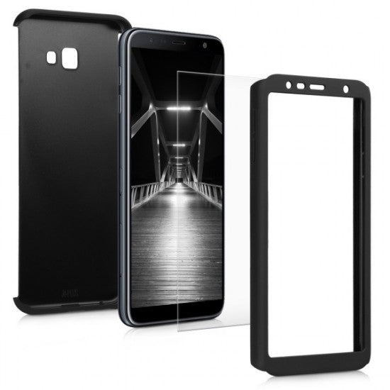 Husa Samsung Galaxy J4 Plus 2018 Full Cover 360 Negru + Folie de protectie - vivimall.ro