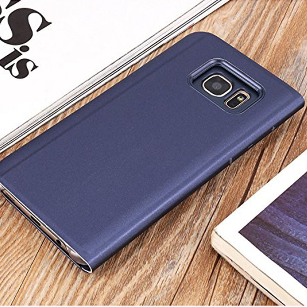 Husa Samsung Galaxy S7 Edge Flip Cover Oglinda Albastru - vivimall.ro