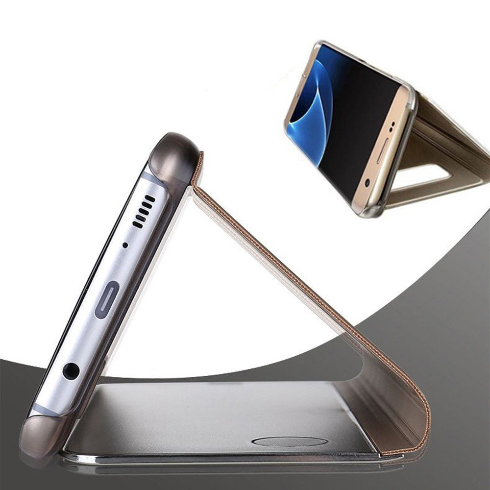 Husa Samsung Galaxy S7 Edge Flip Cover Oglinda Auriu - vivimall.ro