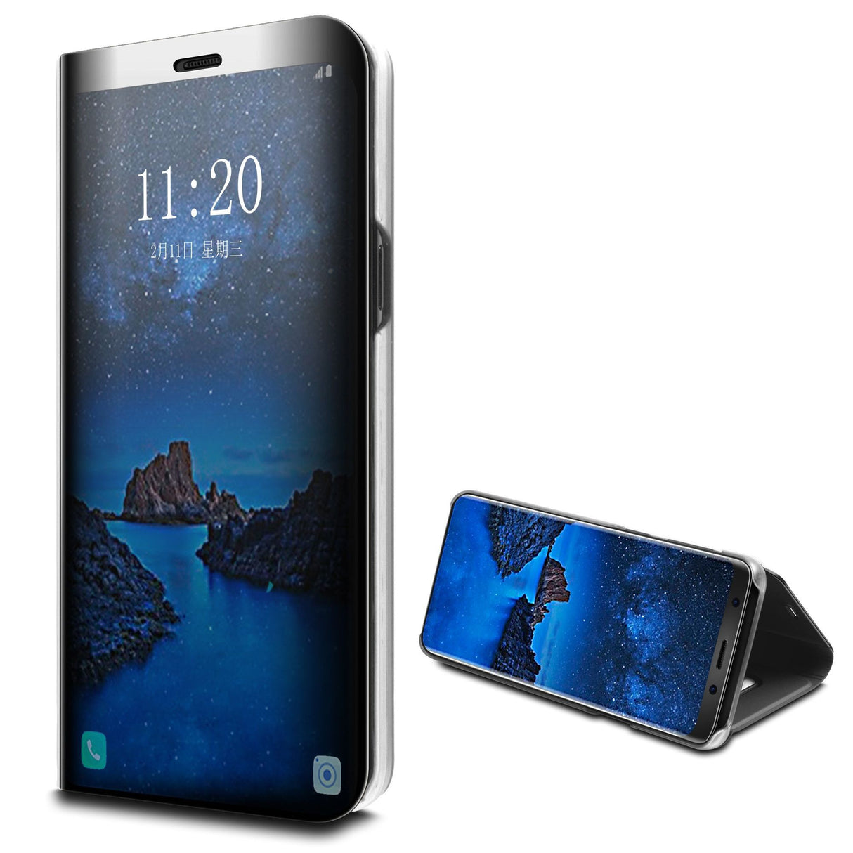 Husa Samsung Galaxy S9 Flip Cover Oglinda Negru - vivimall.ro