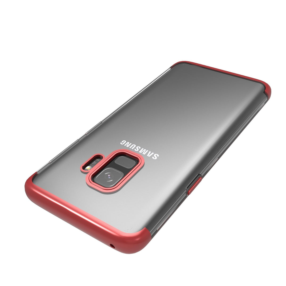 Husa Samsung Galaxy S9 Transparent cu Margini Rosii - vivimall.ro