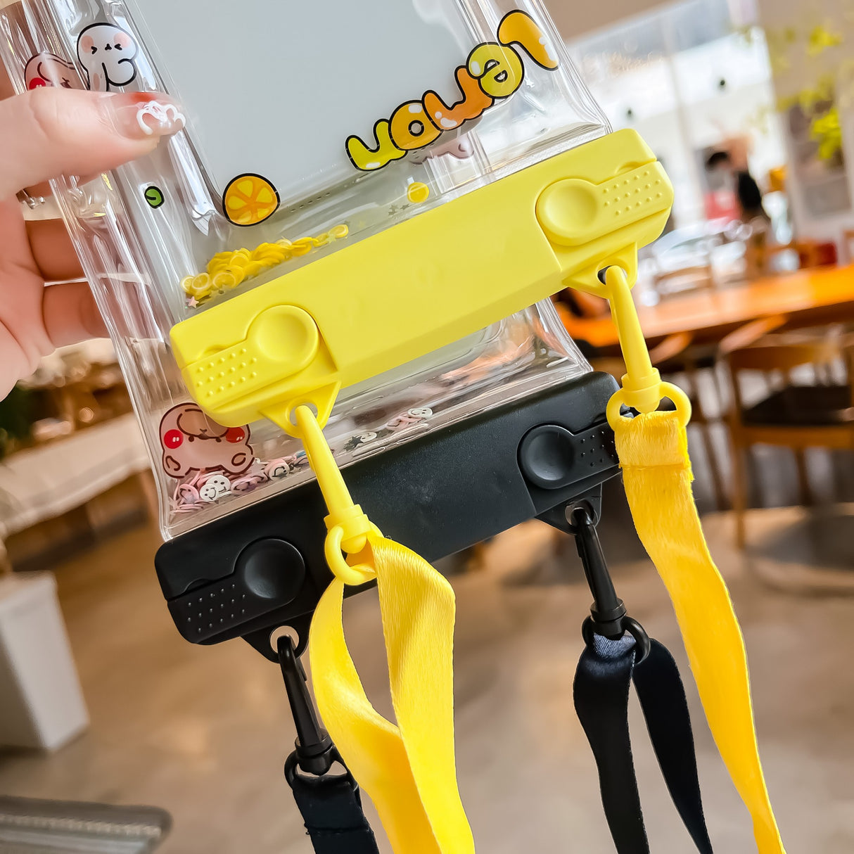 Husa subacvatica Fruity Waterproof Flippy, Snowproof, Universala, Impermeabila, cu Snur, pentru telefon sau documente, Lemon Boy, Galben - vivimall.ro