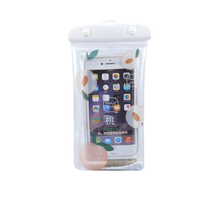 Husa subacvatica Glitter Kids Waterproof Flippy, Snowproof, Universala, cu Snur, pentru telefon sau documente, Peach, Alb - vivimall.ro