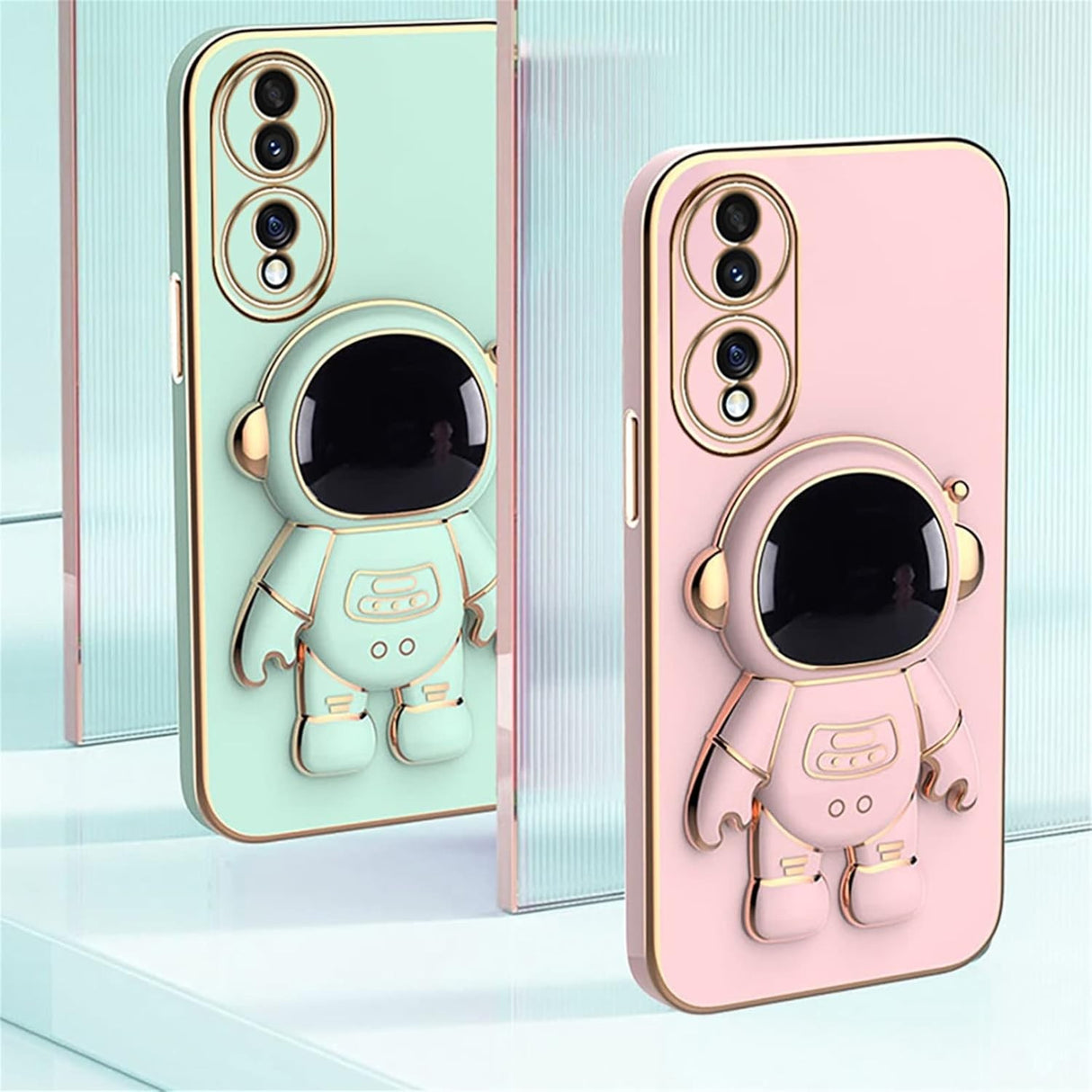 Husa Telefon 2in1, Vivimall, Compatibila Huawei Mate 50 Pro, Carcasa TPU cu Suport Inclus Tip Astronaut, Protectie Camere, Roz - vivimall.ro