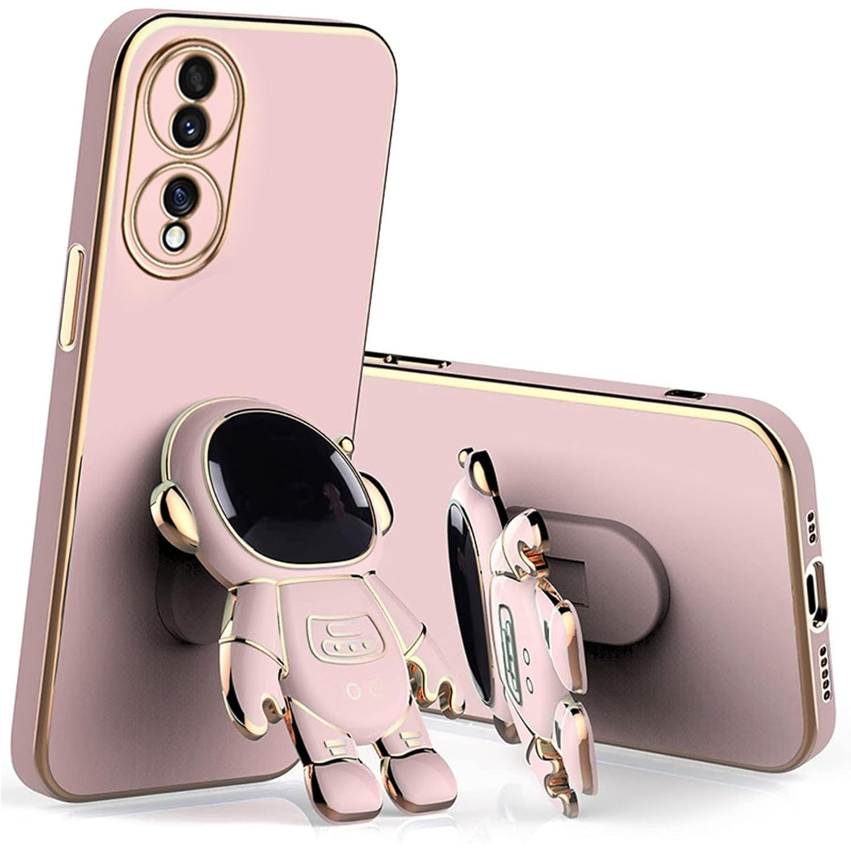 Husa Telefon 2in1, Vivimall, Compatibila Huawei Mate 50 Pro, Carcasa TPU cu Suport Inclus Tip Astronaut, Protectie Camere, Roz - vivimall.ro