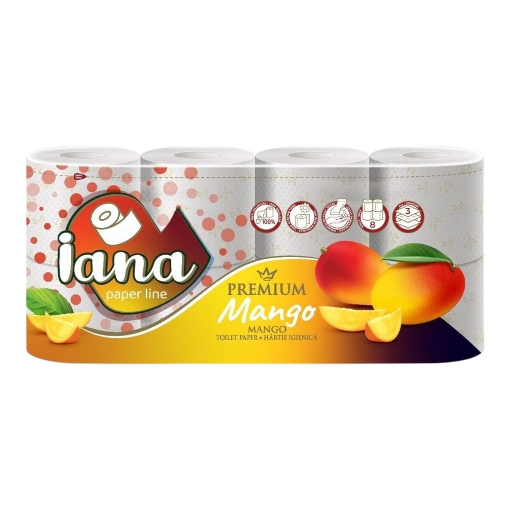 Iana Toalettpapír 8 TEKERCES 3RÉTEGŰ Prémium Mangó