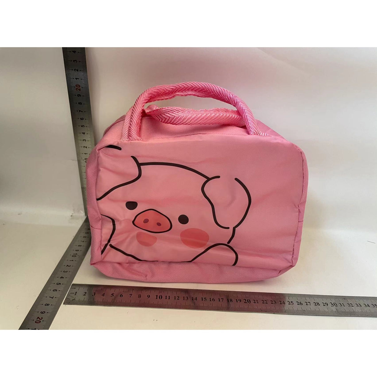 Geantă Frigorifică, Vivimall, cu Desene Animat, Portabilă pentru Copii, de Prânz, din Pânză Oxford, 22x14x19 cm, Model Purcelus, Roz - vivimall.ro