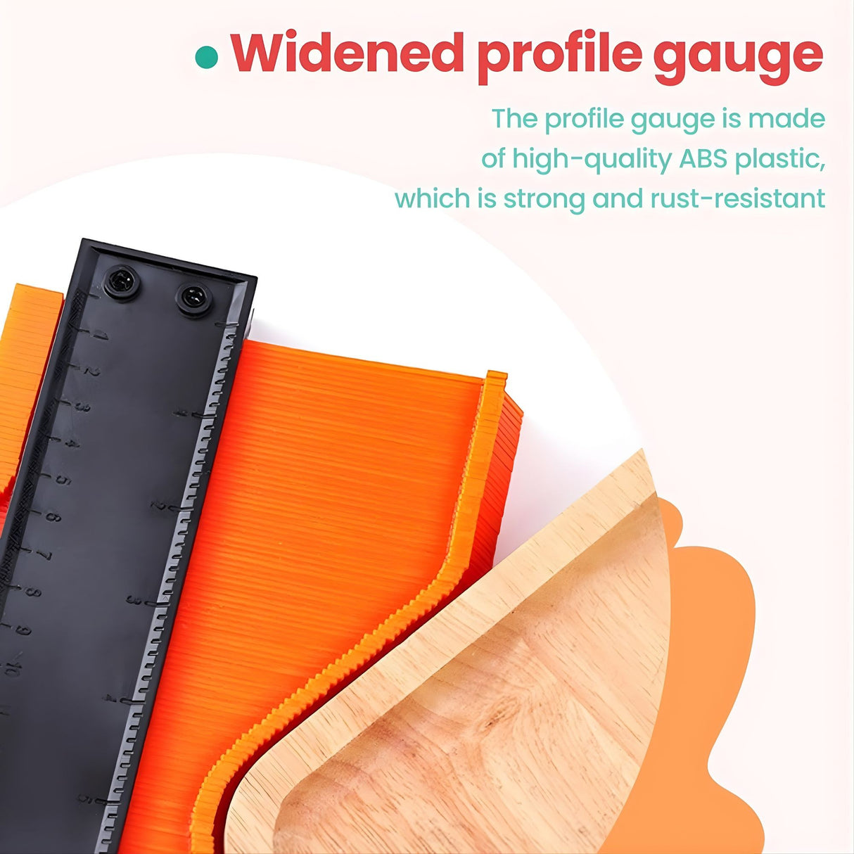 Sablon Masurare Contur, Flippy, Cu Rigla Integrata, pentru Copiere Unghiuri si Forme Neregulate, Plastic Rezistent, 14.6 x 10.5 cm, Portocaliu/Negru - vivimall.ro