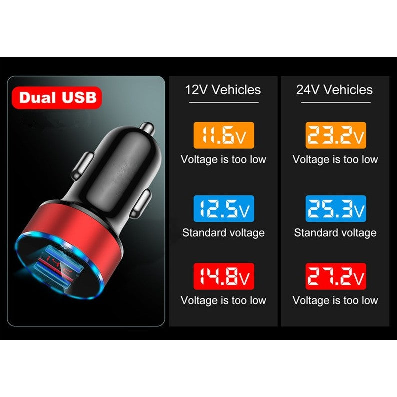 Incarcator Auto cu Afisaj Digital, Vivimall, din Metal, 3.1A, Incarcare Rapida 6A PD+QC3.0, Dublu USB, Negru - vivimall.ro