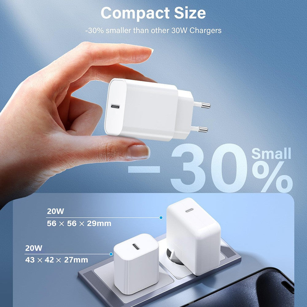 Incarcator Retea Fast Charge, Vivimall, Incarcator Standard European Power Delivery 20 W, Compatibil cu iPhone 8-14, Alb - vivimall.ro