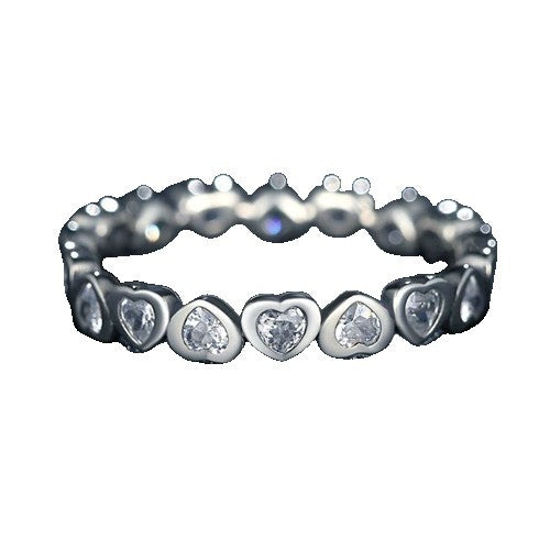 Inel Argint 925 Circular Inimi cu Pietre M59 - vivimall.ro