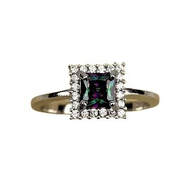 Inel Argint 925 cu Topaz Mare Patrat M 54 - vivimall.ro