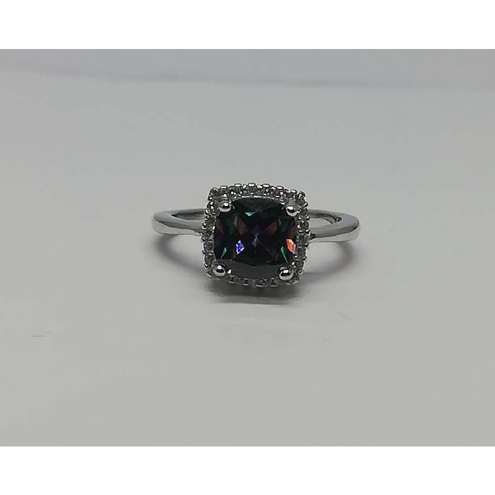 Inel Argint 925 cu Topaz Mare Patrat M 56 - vivimall.ro