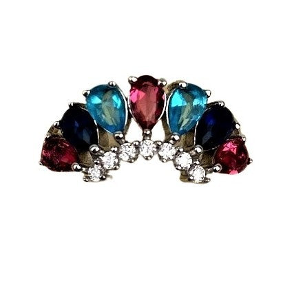 Inel Argint 925, Diadema cu Pietre Colorate Roz Albastru M 51 - vivimall.ro