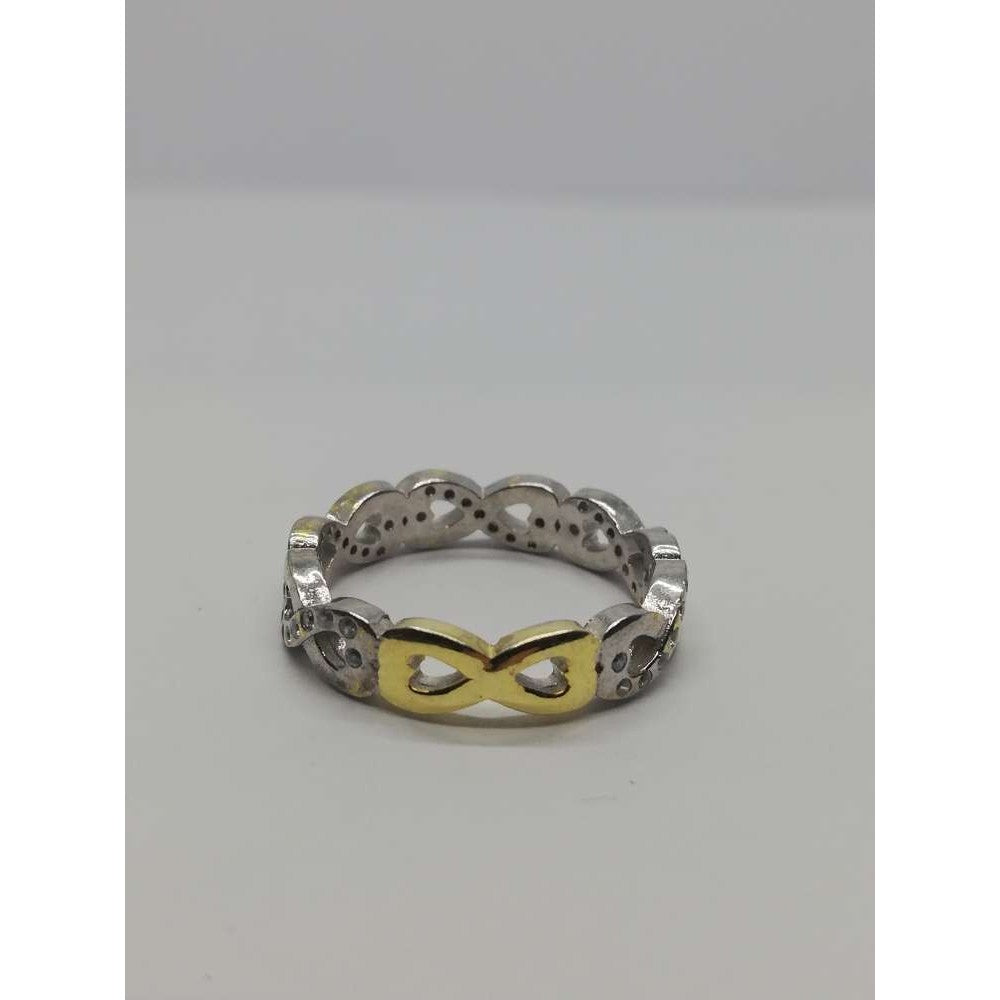 Inel Argint 925 Infinit Placat cu Aur Galben si Minizirconii M 56 - vivimall.ro
