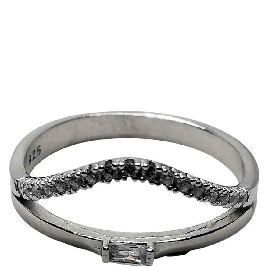 Inel Argint 925 model V cu Piatra si Minizirconii M 53 - vivimall.ro